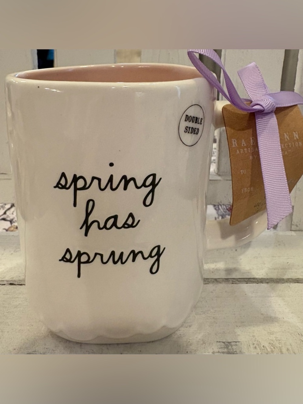 Rae Dunn Black and White Ceramic Mug with Script